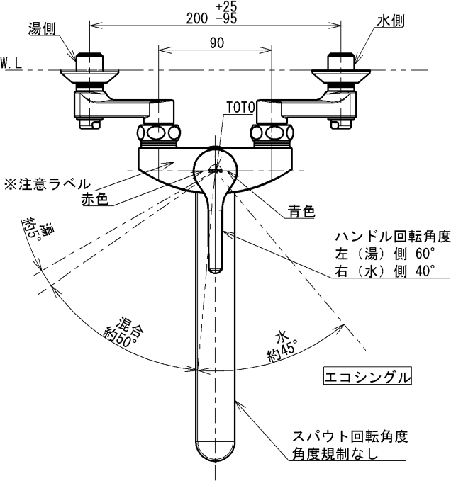 TOTO 【TKS05311J】 壁付シングル混合水栓 シングル混合水栓(スパウト